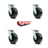 Service Caster 6 Inch Phenolic Wheel Swivel Caster Set with Roller Bearing SCC-30CS620-PHR-4